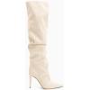 imageCoutgo Womens Slouchy Knee High Boots High Heel Pointed Toe Sexy Stiletto Pull on Tall Boots Winter ShoesBeige