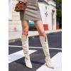 imageCoutgo Womens Slouchy Knee High Boots High Heel Pointed Toe Sexy Stiletto Pull on Tall Boots Winter ShoesBeige