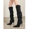 imageCoutgo Womens Slouchy Knee High Boots High Heel Pointed Toe Sexy Stiletto Pull on Tall Boots Winter ShoesBlack