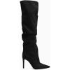 imageCoutgo Womens Slouchy Knee High Boots High Heel Pointed Toe Sexy Stiletto Pull on Tall Boots Winter ShoesBlack