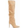 imageCoutgo Womens Slouchy Knee High Boots High Heel Pointed Toe Sexy Stiletto Pull on Tall Boots Winter ShoesKhaki