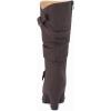 imageCoutgo Womens Slouchy Mid Calf Boots Chunky Heel Faux Leather Knee High Boots Side Zipper Metal Buckle Folds Winter BootsCoffee