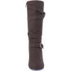 imageCoutgo Womens Slouchy Mid Calf Boots Chunky Heel Faux Leather Knee High Boots Side Zipper Metal Buckle Folds Winter BootsCoffee