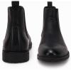 imageMens Ankle Boots Chelsea Round Toe Slip on Waterproof Faux Leather Classic Dress Booties for MenBlack