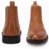 imageMens Ankle Boots Chelsea Round Toe Slip on Waterproof Faux Leather Classic Dress Booties for MenBrown