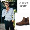 imageMens Ankle Boots Chelsea Round Toe Slip on Waterproof Faux Leather Classic Dress Booties for MenDark Brown