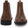 imageMens Ankle Boots Chelsea Round Toe Slip on Waterproof Faux Leather Classic Dress Booties for MenDark Brown