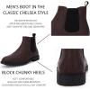 imageMens Ankle Boots Chelsea Round Toe Slip on Waterproof Faux Leather Classic Dress Booties for MenRedbrown