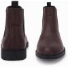 imageMens Ankle Boots Chelsea Round Toe Slip on Waterproof Faux Leather Classic Dress Booties for MenRedbrown