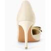 imageWomens Bow Heels Closed Pointed Toe Dress Shoes Stiletto Slip on Wedding PumpsBeige