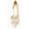 imageWomens Bow Heels Closed Pointed Toe Dress Shoes Stiletto Slip on Wedding PumpsBeige