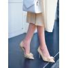 imageWomens Bow Heels Closed Pointed Toe Dress Shoes Stiletto Slip on Wedding PumpsBeige