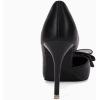 imageWomens Bow Heels Closed Pointed Toe Dress Shoes Stiletto Slip on Wedding PumpsBlack