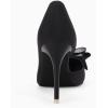 imageWomens Bow Heels Closed Pointed Toe Dress Shoes Stiletto Slip on Wedding PumpsBlacksuede