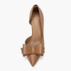 imageWomens Bow Heels Closed Pointed Toe Dress Shoes Stiletto Slip on Wedding PumpsBrown