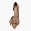 imageWomens Bow Heels Closed Pointed Toe Dress Shoes Stiletto Slip on Wedding PumpsCoffee