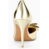 imageWomens Bow Heels Closed Pointed Toe Dress Shoes Stiletto Slip on Wedding PumpsGold