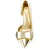 imageWomens Bow Heels Closed Pointed Toe Dress Shoes Stiletto Slip on Wedding PumpsGold