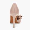 imageWomens Bow Heels Closed Pointed Toe Dress Shoes Stiletto Slip on Wedding PumpsNude