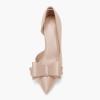 imageWomens Bow Heels Closed Pointed Toe Dress Shoes Stiletto Slip on Wedding PumpsNude