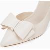 imageWomens Bow Heels Closed Pointed Toe Dress Shoes Stiletto Slip on Wedding PumpsWhite