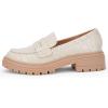 imageWomens Platform Penny Loafers Comfort Chunky Heel Slip On Business Work Dress ShoesBeige