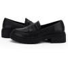 imageWomens Platform Penny Loafers Comfort Chunky Heel Slip On Business Work Dress ShoesBlack