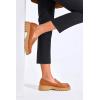 imageWomens Platform Penny Loafers Comfort Chunky Heel Slip On Business Work Dress ShoesBrown