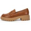 imageWomens Platform Penny Loafers Comfort Chunky Heel Slip On Business Work Dress ShoesBrown