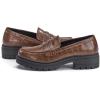 imageWomens Platform Penny Loafers Comfort Chunky Heel Slip On Business Work Dress ShoesDark Brown
