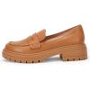 imageWomens Platform Penny Loafers Comfort Chunky Heel Slip On Business Work Dress ShoesKhaki