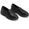 imageWomens Platform Penny Loafers Comfort Chunky Heel Slip On Business Work Dress ShoesLeather Black