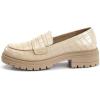 imageWomens Platform Penny Loafers Comfort Chunky Heel Slip On Business Work Dress ShoesLight Khaki