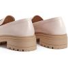 imageWomens Platform Penny Loafers Comfort Chunky Heel Slip On Business Work Dress ShoesNude