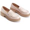 imageWomens Platform Penny Loafers Comfort Chunky Heel Slip On Business Work Dress ShoesNude