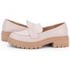 imageWomens Platform Penny Loafers Comfort Chunky Heel Slip On Business Work Dress ShoesPink