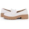 imageWomens Platform Penny Loafers Comfort Chunky Heel Slip On Business Work Dress ShoesWhite
