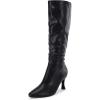 imageCoutgo Womens Knee High Boots Pointed Toe Kitten Heel Side Zipper Stretchy Vegan Suede Comfort Fall Winter BootBlack