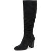 imageCoutgo Womens Knee High Boots Square Toe Chunky Block Heel Side Zipper Faux Suede Long Boots Fall Winter ShoesBlack