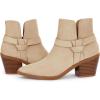 imageCoutgo Womens Pointed Toe Ankle Boots Cutout Tie Knot Chunky Block Stacked Heel Suede Booties ShoesBeige