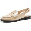 imageCoutgo Womens Slingback Loafers Comfortable Pointed Toe Chunky Low Heel Adjustable Buckle Strap Flat ShoesKhaki