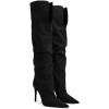 imageCoutgo Womens Slouchy Knee High Boots High Heel Pointed Toe Sexy Stiletto Pull on Tall Boots Winter ShoesBlack