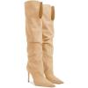 imageCoutgo Womens Slouchy Knee High Boots High Heel Pointed Toe Sexy Stiletto Pull on Tall Boots Winter ShoesKhaki