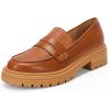 imageWomens Platform Penny Loafers Comfort Chunky Heel Slip On Business Work Dress ShoesBrown