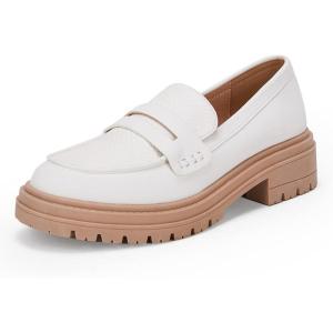 imageWomens Platform Penny Loafers Comfort Chunky Heel Slip On Business Work Dress ShoesWhite