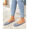 imageCoutgo Mules for Women Flat Backless Comfort Loafer with Square Toe Casual Slip on with Rhinestone BowBluish Grey