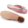 imageCoutgo Mules for Women Flat Backless Comfort Loafer with Square Toe Casual Slip on with Rhinestone BowPink