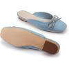 imageCoutgo Mules for Women Flat Backless Comfort Loafer with Square Toe Casual Slip on with Rhinestone BowSky Blue