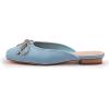imageCoutgo Mules for Women Flat Backless Comfort Loafer with Square Toe Casual Slip on with Rhinestone BowSky Blue