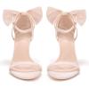 imageCoutgo Womens Ankle Strap High Heels Open Toe Stiletto Bow Tie Knot Heeled Sandals Fashion Wedding Dress Pump ShoesBeige